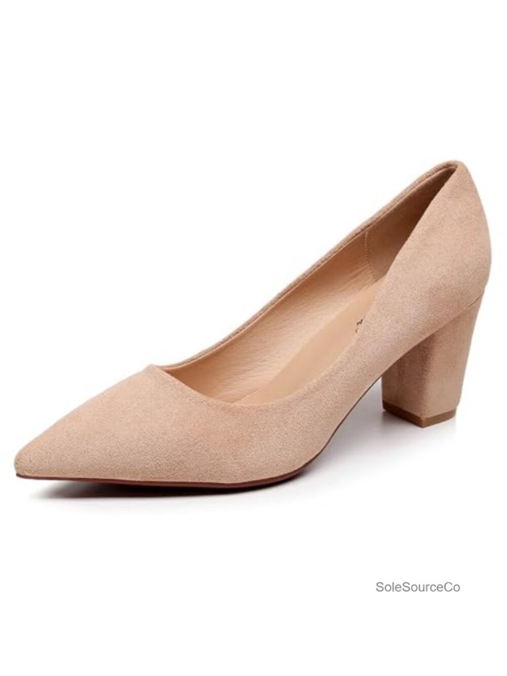 VenusCelia Women's Lewin Pumps Chunky Heel Block Heel Pointed Toe Slip On